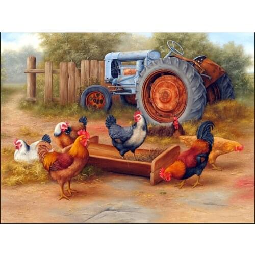 Chicken In The Farm 5d Diy Diamond Painting Full Square/round Diamond Embroidery Animal Cross Stitch Rhinestone Mosaic Decoratio