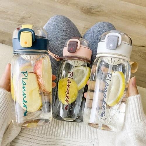 Korean Version of Harajuku Personalized Plastic Cup Sports Outdoor Leakproof Portable Water Bottle Male and Female Student Water