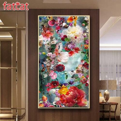 FATCAT Colorful flowers Large Diy Diamond Painting Full square round drill 5d Diamond Embroidery Mosaic kits Home Decor AE2239