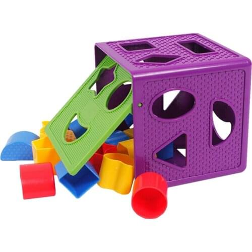 Square Baby Blocks Shape Sorter Toy Blocks Multi Shapes Color Recognition Toys Box