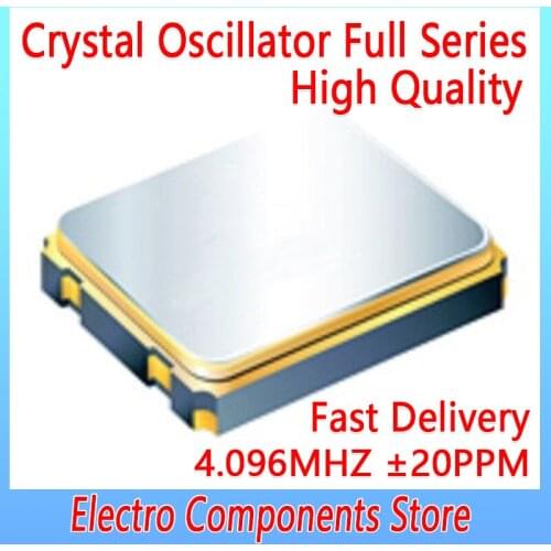 5PCS 5*7mm 7050 4Pins SMD Oscillator 4Pin 7050 Quartz Resonator 4.096MHZ 1.8V-3.3V ±20PPM OCS Active Chip Crystal Oscillator Kit
