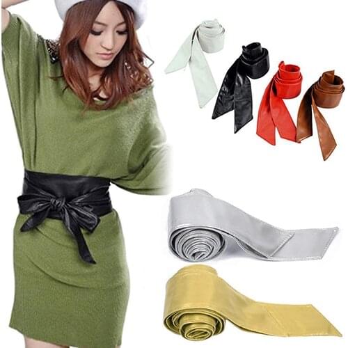 60% HOT SALE Womens Faux Leather Bowknot Wrap Corset Tie Cinch Waist Belt Band Waistband Clothing Accessories
