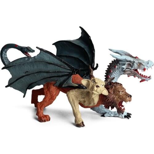 New Simulation Dinosaur Model Warcraft Dragon Chimera Beast Three-headed Dragon PVC Doll kids Collection Toys Gifts
