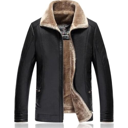 Mens Leather Jacket Winter Fleece Coat Casual Thicken Warm Wide Collar Coat Car Jacket XL-8XL