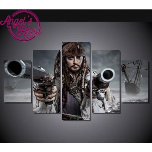 5 pcs DIY Diamond Painting Cross Stitch Kits Full Diamond Embroidery 5D Diamond Mosaic Home Decor Caribbean 1 2 3 4 Jack Sparrow