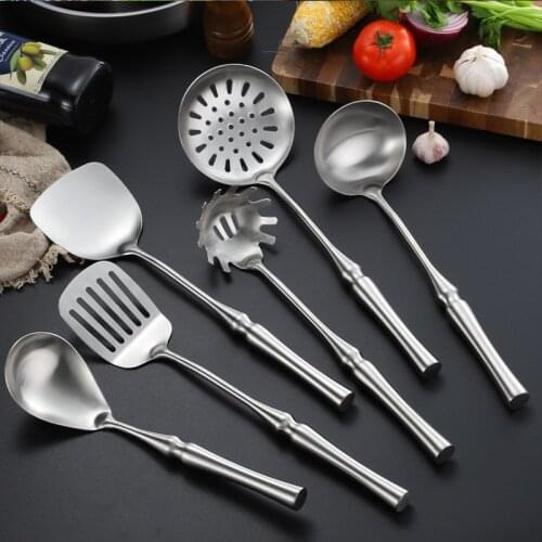 6Pcs/Set 304 Stainless Steel Cooking Tools Set/Soup Ladle Spoon Slotted Shovel Turner Strainer Pasta Server/Kitchen Utensils