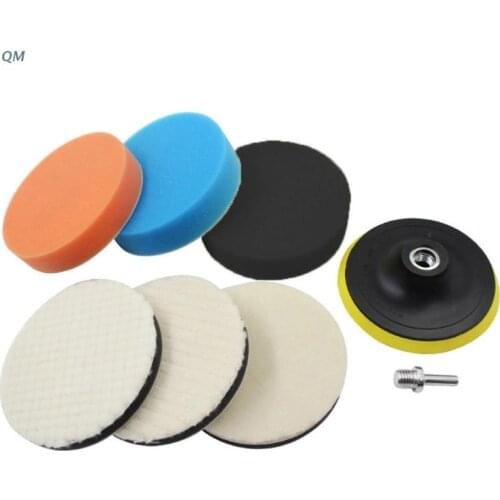 7Pcs/set Polishing Pad Soft Wool Ball Bonnet Kit 5" Wheel Pad Abrasive Tool for Car Body Polishing Discs 13MF