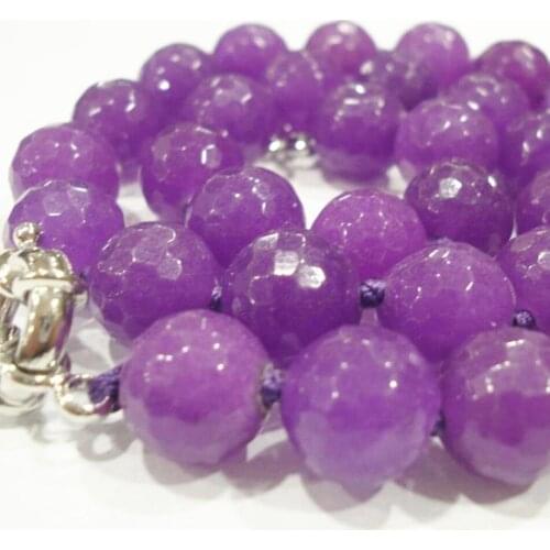 12mm rose red purple chalcedony jades faceted round beads necklace semi-precious stone jewelry romantic gifts 18inch MY5337