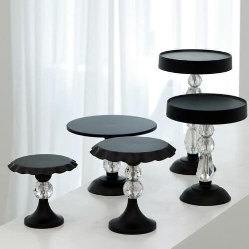 Black Cake Stands Wave Cupcake Tray Plate Metal Holder Dessert Candy Bar Acrylic Pillar Afternoon Tea Photography Tools