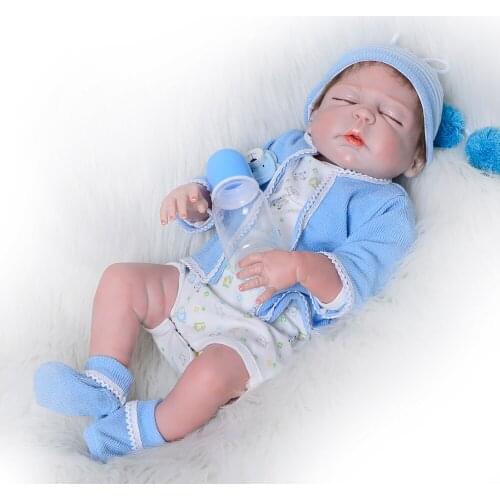 Full silicone 23inch Reborn Dolls Baby Realistic Doll bb reborn 57cm fashion vinyl newborn boneca Doll sleeping play house