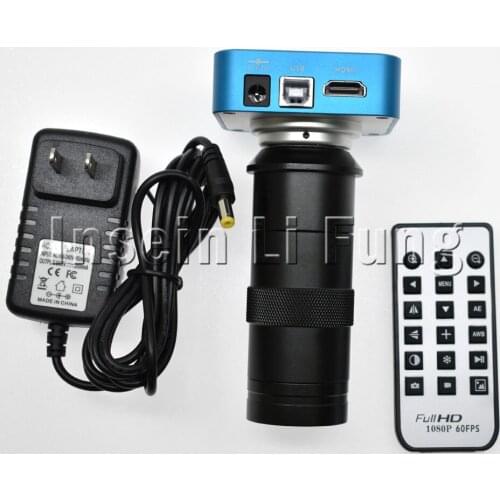 Full HD 20MP 1080P HDMI USB Industrial Digital Video Microscope Camera+8X~130X Adjustable Magnification 25mm Zoom C-mount Lens