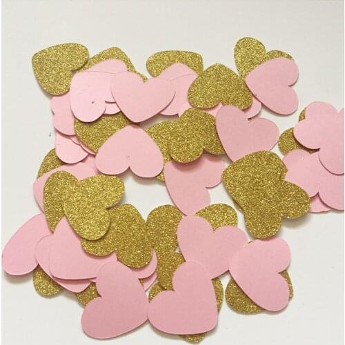 Pink & Gold Glitter Heart Confetti Bridal Shower/Wedding Decor Baby Shower Birthday Party Dinner Table Decorations Supplies