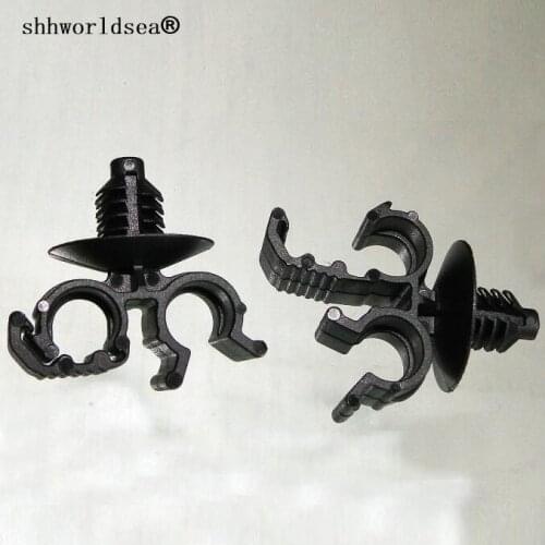 Shhworldsea 100pcs car clip fasteners Double hole clamp Hose Clip for fawkes