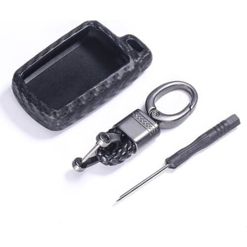 Carbon Fiber Silicone Car Key Fob Case Cover Keychain Fit For Toyota Camry Corolla Avalon Rav4 Key holder