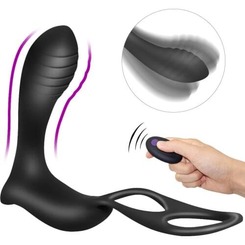 Silicone Prostate Vibrator 10 Speeds Prostate Massager with Ring Erotic Vibrating Anal Butt Plug Sex Toys for Men Waterproof