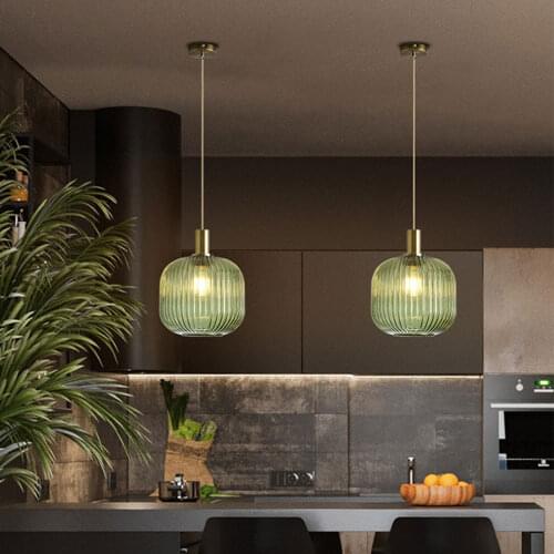 Nordic Retro restaurant colorfull pendant lights Creative living room glass Lamp Simple bedside lamp LED E27 light