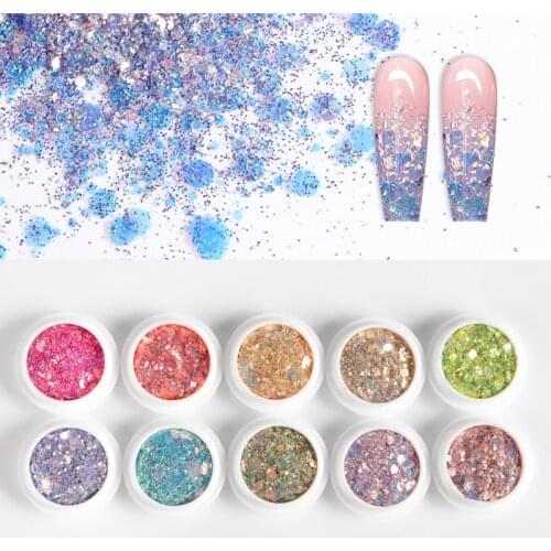 Mix Nail Mermaid Glitter Flakes Sparkly 3D Hexagon Colorful Sequins Spangles Gel Polish Manicure Nails Art Decorations