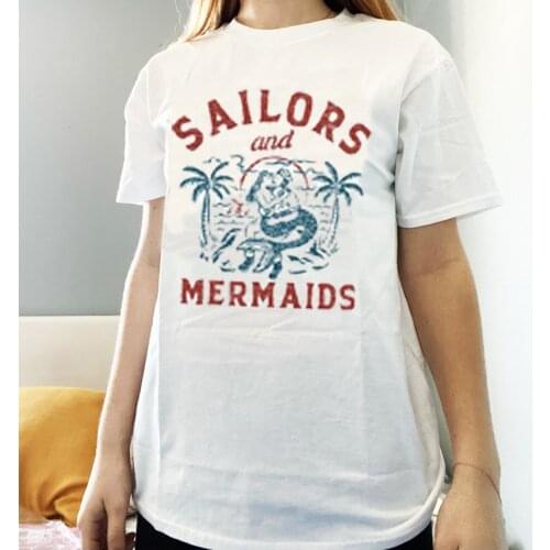 Sunfiz Fashion Mermaid Vibes T-shirt Unisex Funny Sayings Sea Shells Tee Short Sleeve Mermaid Tumblr T shirt High quality Fashi
