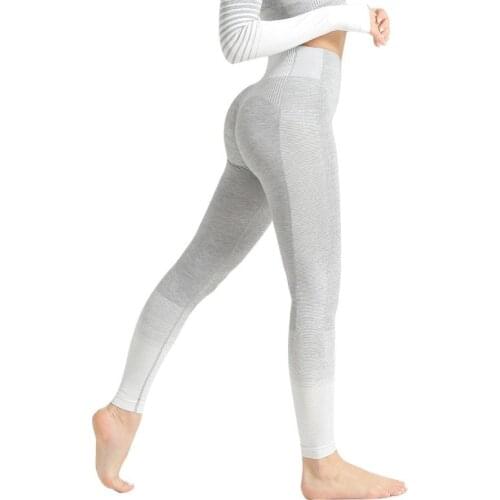 SVOKOR Grey striped Workout Women Leggings Fitness Seamless Push Up Sexy Leggings High Waist Gym Pants Female Running