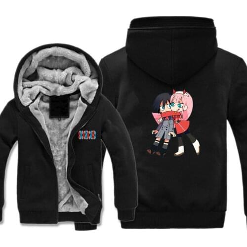 Anime DARLING in the FRANXX Hoodie winter warm thickened men Female zipper hooded teenagers student Jacket Casual Cosplay coat