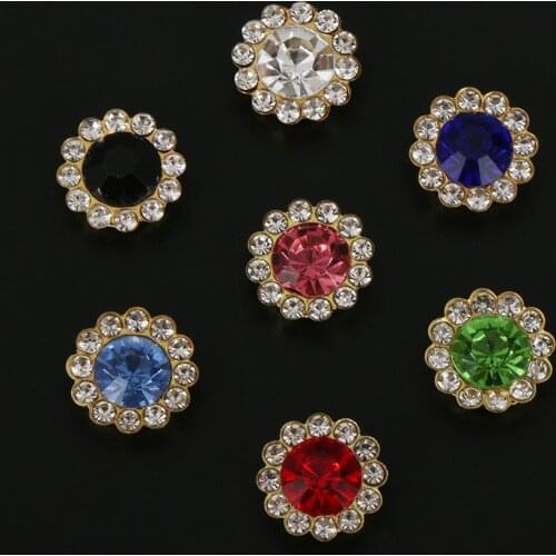 10PCS Flower Rhinestone Buttons Vintage Buttons Pearl Hairpin For Wedding Decoration Jewelry Craft Apparel Sewing Accessories