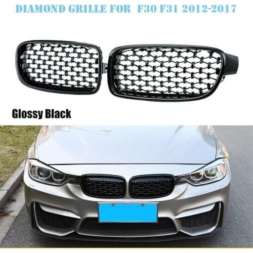1Pair Car Mesh Front Bumper Kidney Grille Grill Fit For-BMW F30/31 2012-2017 51137260497 51137260498