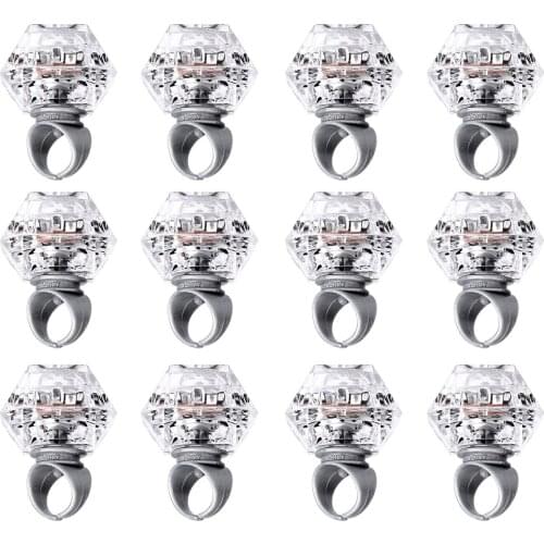 120Pcs Flashing Led Light up Ring Toys Diamond Grow in The Dark Jelly Bumpy Rings for Birthday Bachelorette Bridal Shower Gatsby