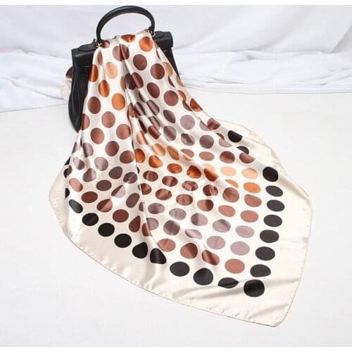 2020 90x90 Circle Dots Multipurpose women Silk twill scarf Satin square tie Hairband ladies foulard femme towel bufanda shawl