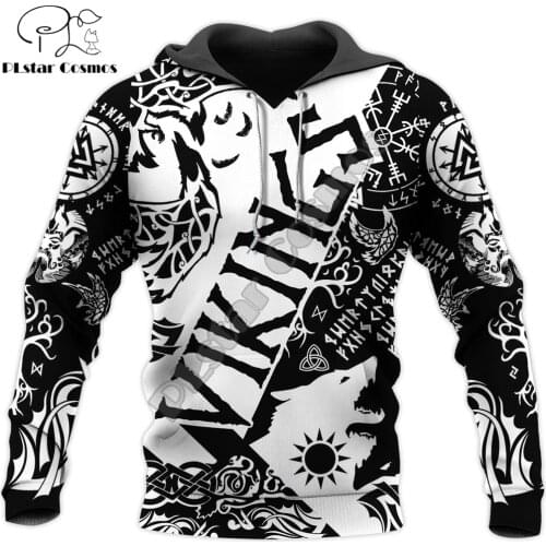 2020 Fashion Mens hoodies Viking Tattoo 3D Printed Hoodie Harajuku Streetwear Pullover Unisex Casual Jacket Tracksuit DW0143