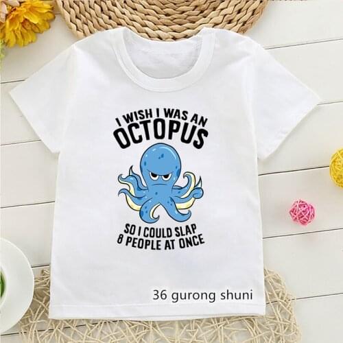 2021 Kawaii Humor Octopus T Shrit Polvo Do Humor T-Shirt Kids Clothes Boys Girls Tshirt Short Sleeve T-Shirts Harajuku Tops