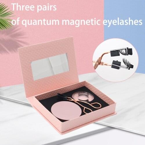 3 pairs of glue-free fake lashes magnetic eyelashes pink makeup box easy to wear recycle false eyelash extension beauty natural