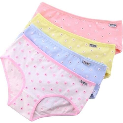 4Pcs/lot Panties Women Underwear Briefs Breathable Underpants Girls Soft Panty waist size girls briefs T918-4