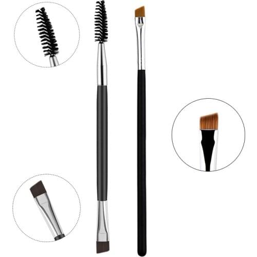 5Pcs Professional Flat Angled Oblique Angled Eyebrow Eyeliner Brushes Double Headed Eyebrow Brush Make Up Brushes Women Cosmetic