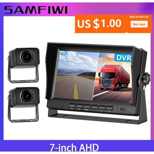 7 inch AHD 2CH Recorder DVR Car Monitor Vehicle Truck Night Vision Rear View Camera Security Surveillance Split Screen