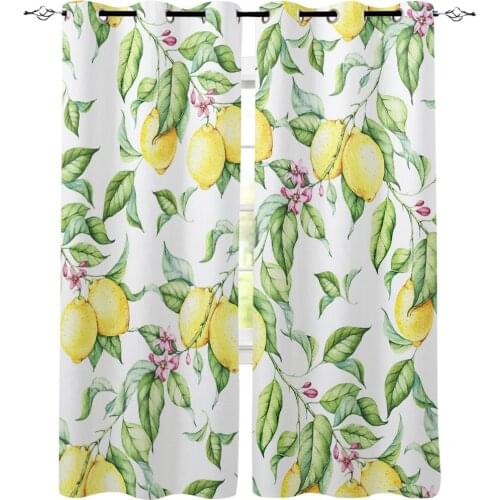 Watercolor Lemon Window Curtains For Living Room Kitchen Bedroom Modern Window Treatments Drapes Blinds