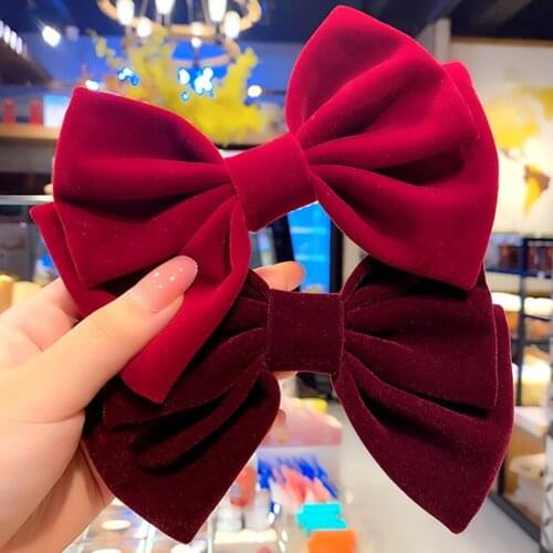 Big Size Velvet Romantic Bow-knot Hair Clips Women Girls Princess Bow Tie Hairpins Hair Accessories Christmas Decoration
