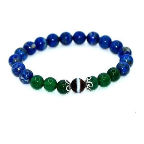 Tibet Agate One Line Dzi Bead Bracelet 8mm Natural Lapis Agate Beads Bracelet Womens Jewelry Free Shipping