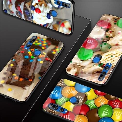 M&Ms Chocolate Tempered Glass Phone Case For Huawei honor 8X 9 10i 20i 20Lite 20Pro 30 Pro Cover Shell