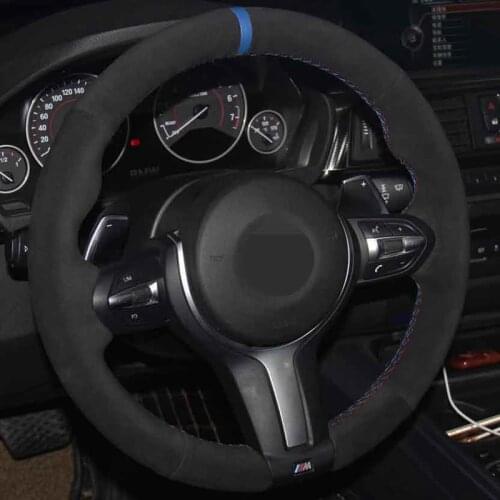 Car Steering Wheel Cover DIY Soft Black Suede For BMW (M Sport) 1 Series F20 F21 M135i M140i M235i M240i X1 F48 X2 F39 X3 F25