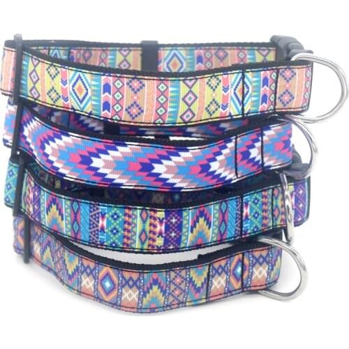 DHK 1'' 25mm Dog Collar Tribal Personalized Adjustable High Quality Ribbons Pet Collars E1938