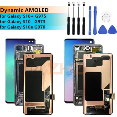 For Samsung Galaxy S10 lcd G973 S10 Plus G975 touch screen digitizer assembly with frame s10 screen replacement repair parts