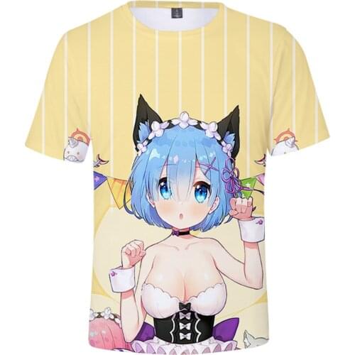 Funny Anime Re: Zero 3D Men Women T Shirt Cute Kids Ram/rem Short Sleeve Re:Zero Summer T-shirt Graphic Tops Girl T-Shirt Kawaii
