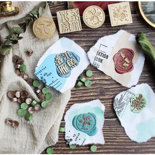 Mushroom flower plant seal stamp with wood handle ,wax sealing stamp for envelop seal