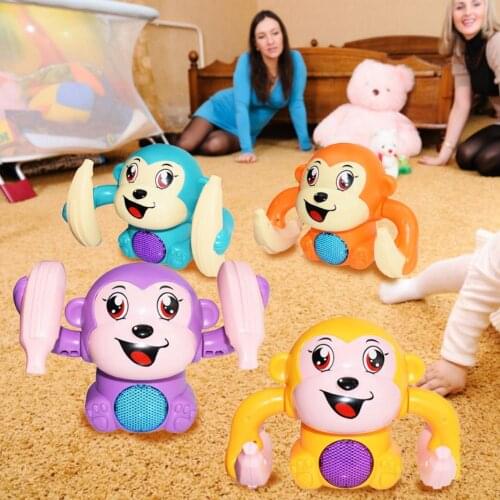 Baby Toy Electric Flipping Monkey Light Music Children Animal Model Toy Voice Control Induction Cartoon Rolling Banana