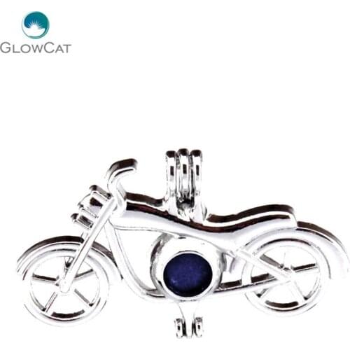 K503 5pcs/lot Silver Alloy 27mm Bike Bicycle Beads Cage Pendant Locket Fairytale Party Essential Oil Diffuser
