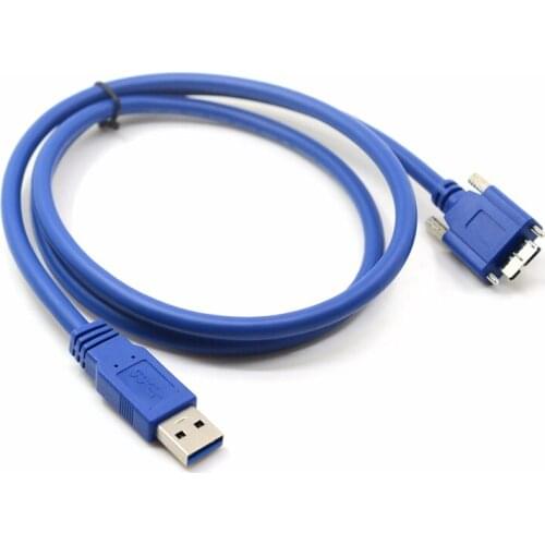 NEW USB 3.0 Camera cable A Male To Micro B Male extension USB3.0 AM - MicroB DATA Cable Blue with Locking Screws 0.6m 1m 2m 3m