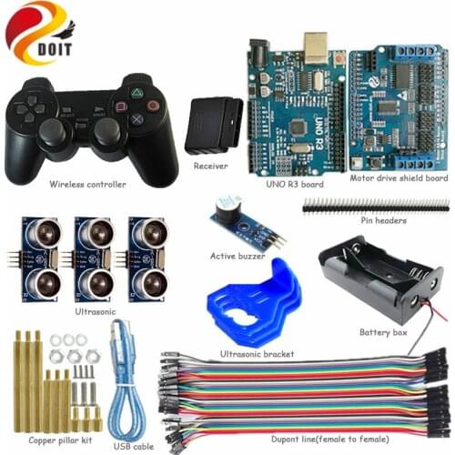 DOIT Wireless Handle Control Kit for Arduino Smart Robot Tank Car Chassis with UNO R3 Obstacle Avoidance diy rc toy kit