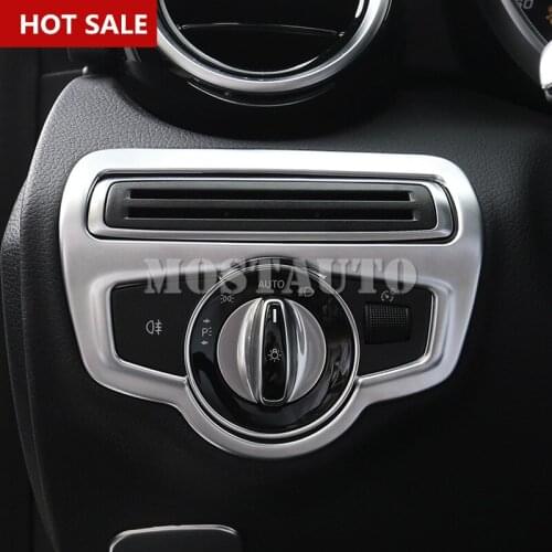 For Benz C Class W205 S205 ABS Inner Headlight Switch Button Cover 2014-2018 1pcs Car Accessories Interior Car Decor Car Trim