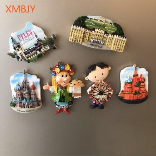 Wholesale Refrigerator Magnet World Australia Russia Spain Tourist Attractions Souvenirs Resin Fridge Magnets Fridge Decorations
