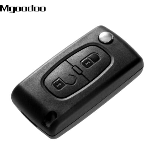 Mgoodoo Car Remote Key Case Cover Fob Replacement Key Shell ForPEUGEOT 207 307 308 407 Uncut Blade 2 Buttons Flip Folding